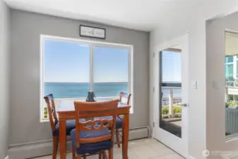 Dining area directly overlooks Boulevard Park and Bellingham Bay