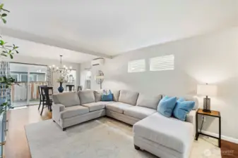 Family room adjacent to the dining area and kitchen.