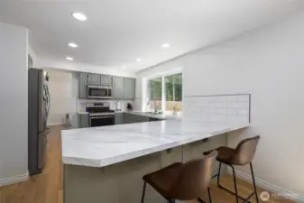Open kitchen space, recently refreshed.