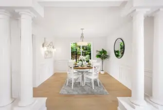 Formal dining room off the kitchen allows for great entertaining sapce