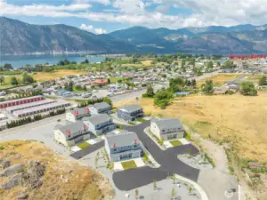 Aerial view of the complex showing close proximity to downtown Manson.