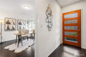 Lower level bedroom and entrying door