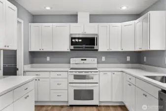 It is hard to enjoy the total awesome countertop space, massive amount of storage and the functionality of this kitchen.