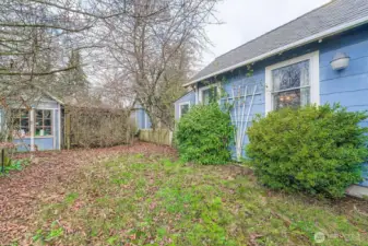 spacious and fenced back yard