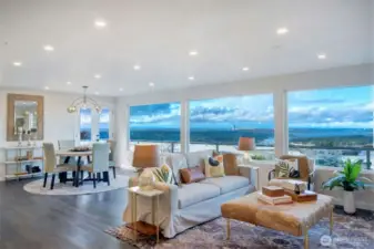 Great room concept with an ever changing photo landscape, its even more amazing at night