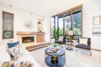 Formal living room. Sweeping floor-to-ceiling windows & natural light.
