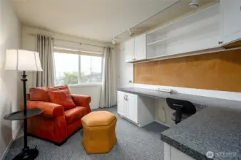 Second bedroom with built in desk and storage