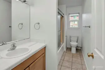 Full Bath upstairs with shower and tub