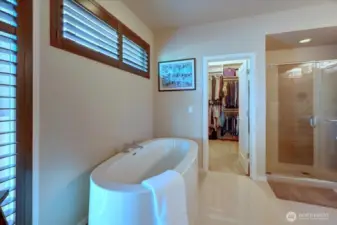 Free standing tub and separate shower.