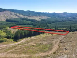 Overhead view with approximate boundaries in red.