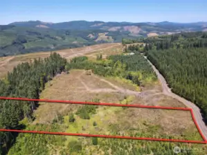 Overhead view with approximate boundaries in red.