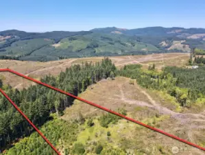 Overhead view with approximate boundaries in red.