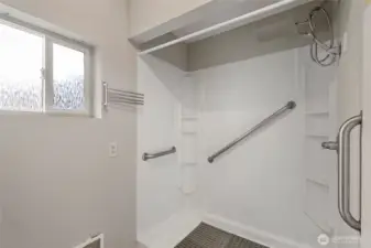 3/4 bathroom on the main level   on the 1.5 story side