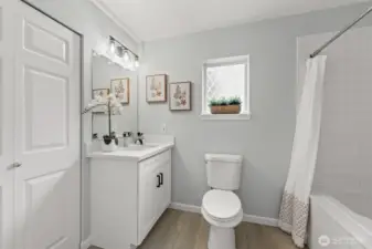Master ensute bathroom with huge soaking tub and walk-in closet.