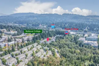 Walking distance to Bellevue College and Park and Ride