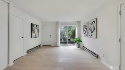 Convenient slider opens to private front patio.