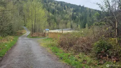 one of 2 access driveways