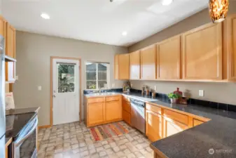 Kitchen with door to deck