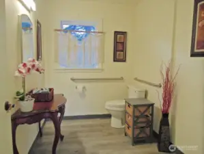 Accessible half bath off hallway