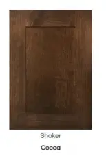 Cabinets throughout are Maple Shaker Cocoa stain