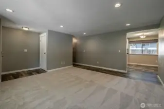 living room connected to kitchen