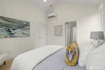 Primary suite with vaulted ceilings