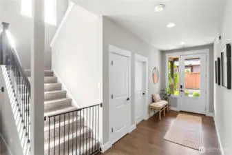 Inside entrance shows the office and the stairs to the 2nd floor