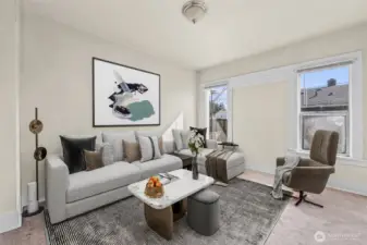 Unit B living room - virtually staged