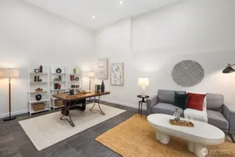 First of two bedrooms on the lower level. Or a studio, or...?