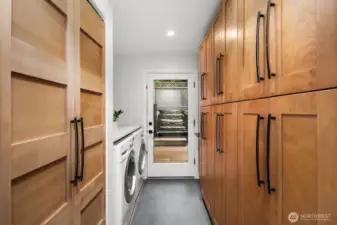 Laundry room with tons of storage.
