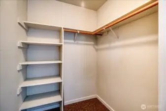 Walk-in closet in the primary bedroom