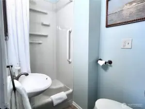 3/4 bathroom powder room off the kitchen entrance.