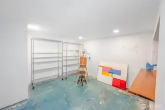 Off the rec room is a room that is ideal for crafts/hobbies or gear storage.