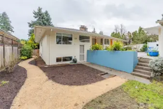 Stone pathways helpful for garden access.