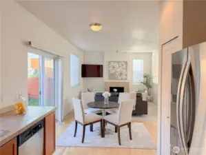 Rich hardwood floors create a warm atmosphere