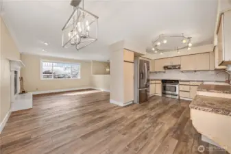 Kitchen, Dining Room, Living Room.