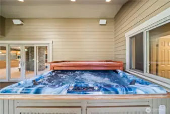 Hot Tub area off the covered porch/family room area