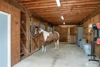 2 stall barn with heated tack room with sink.