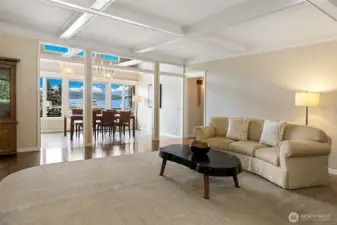 Main living room looking to dining space