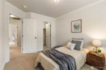 Another angle of Bedroom #2 with the walk-in closet pictured.