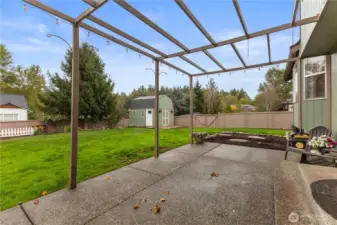 Welcome to your huge patio! Perfect for dining outdoors in the warmer months.