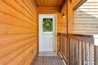 Cedar siding, covered entry porch