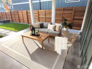 Large covered patio with privacy