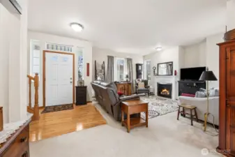 Downstairs living room with front entry.