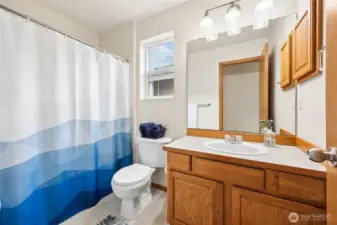 Upstairs full bathroom in the hall