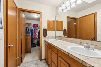 Primary bathroom and walk in closet