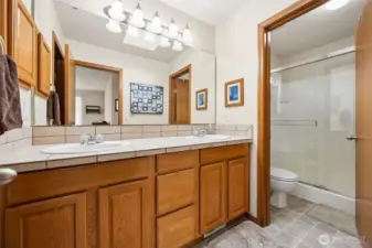 Primary bathroom with privacy door