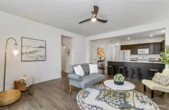 Living room, kitchen and flow into the guest rooms