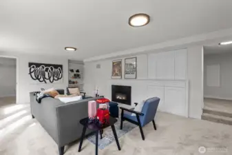 Rec room includes gas fireplace