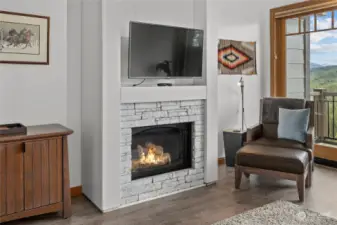 Cozy up to the fireplace on those cooler summer evenings.